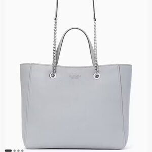 Kate Spade Gray Blue Two Way Strap Infinite Large Triple Compartment Tote